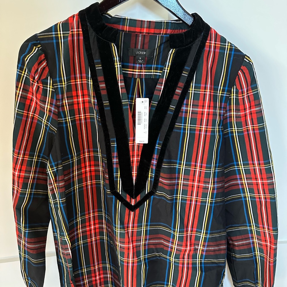 Size S J Crew Plaid Long Sleeve Top